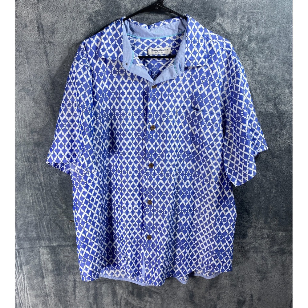 Tommy Bahama Shirt Mens XL Mojito Bay Geometric Island Zone Hawaiian Button Up